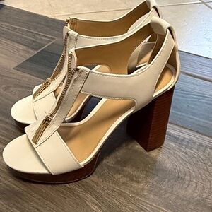 MICHAEL Michael Kors Cream and Brown Block Heel Sandals